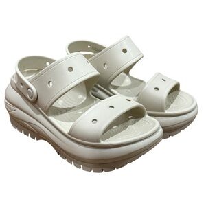 NWOT Crocs Classic Mega Crush Sandal Unisex Thick Soled Sandals Ivory Bone US 9‎